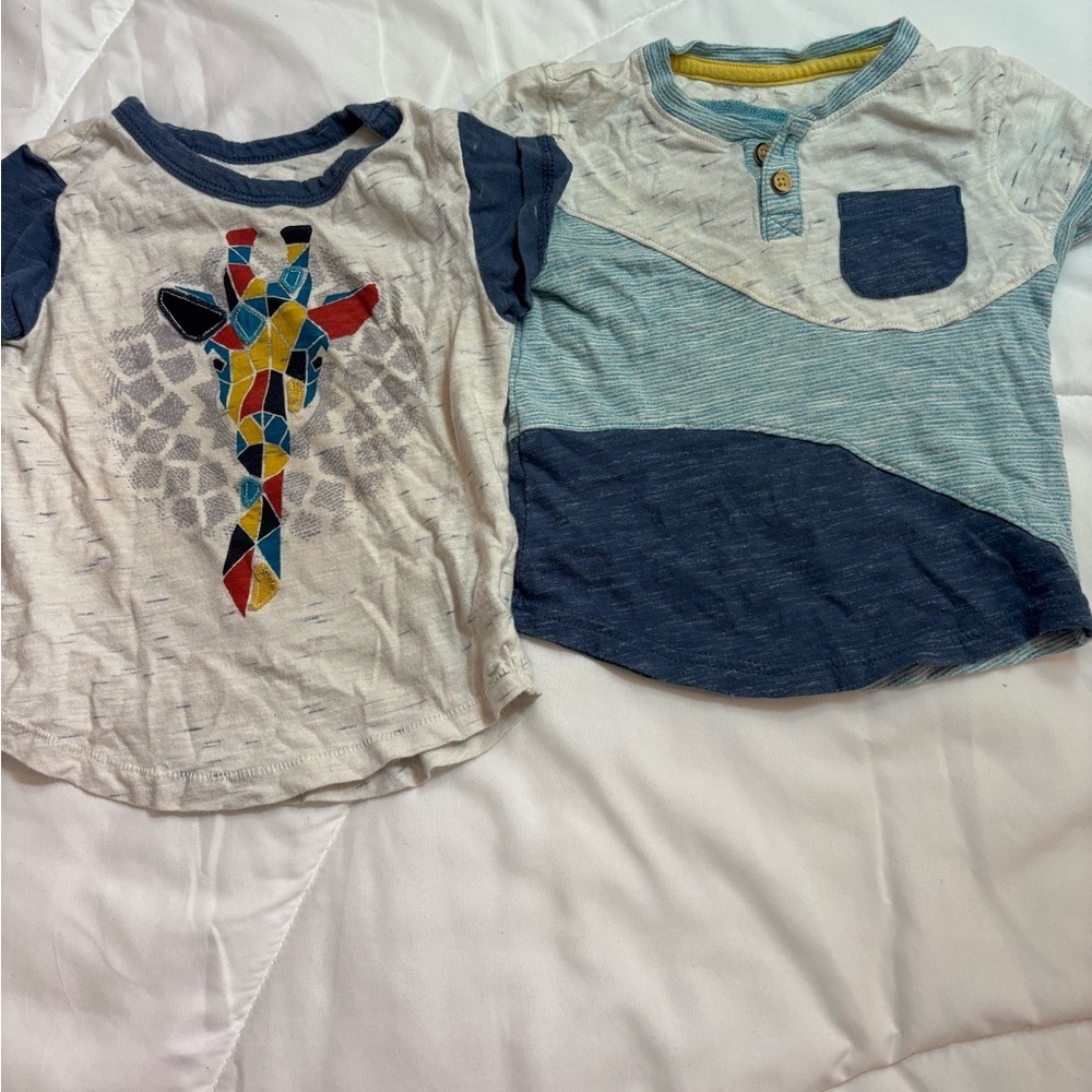 Set of 2 18M OshKosh B'gosh Kids Short Sleeve Tees - Multicolor and Blue